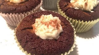 Chocolate Souffle Cupcakes with White Chocolate Mint Cream