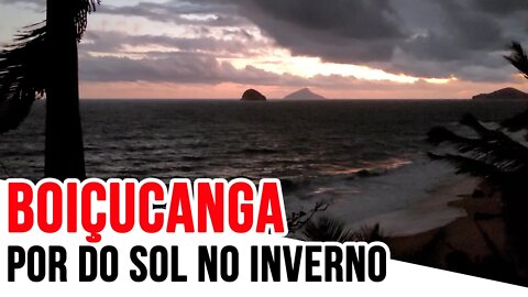 Pôr do Sol e Mar bravo em Boiçucanga - Viajando com a Cintia