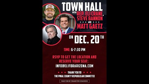 LIVE Town Hall with Rep Eli Crane and Steve Bannon