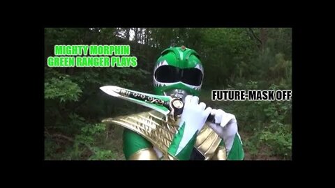 Mighty Morphin Green ranger plays Future-Mask Off