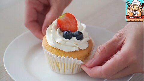 Vanilla Cupcake _Strawberry Yammy And health and fitness Good Cake. #indulovecooking