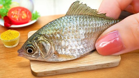 Catch and Cook Tiny Fish in Miniature Kitchen - AMAZING Fish Trap with Watermelon | meog
