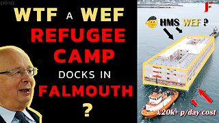 HMS WEF Bibby Mega-Barge - 500 migrant refugee asylum seekers, arrive in Falmouth, Devon (Ep.016)