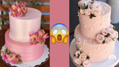 Pink Cake with Flowers