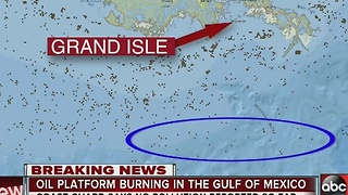Oil platform burning in the Gulf of Mexico