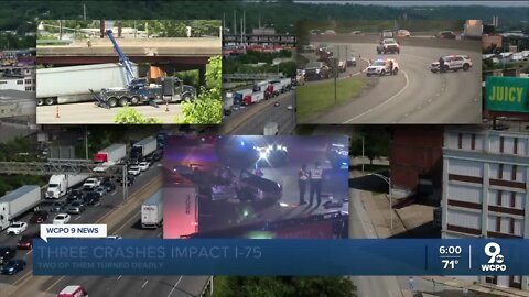 Three separate crashes plague I-75 in Cincinnati