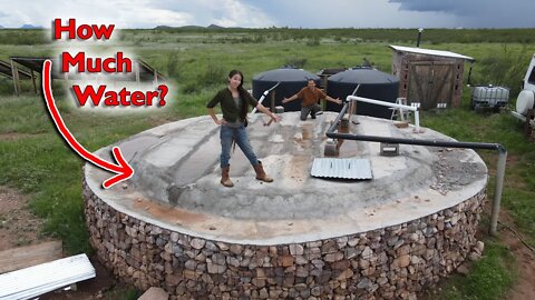 How Much Water Do We Have In Our Earthbag Cistern? Upgrade To Our Rainwater Harvesting Overflow