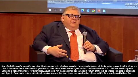 Agustín Carstens | Who Is Agustín Carstens? Who Is the REAL Agustín Carstens? “Central Bank Will Have Absolute Control On the Rules & Regulations That Will Determine the Use of (currency) That Central Bank Liability."