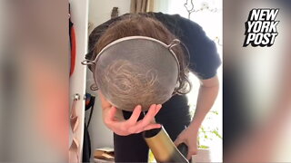 Woman's bizarre strainer hack gives you the best curls