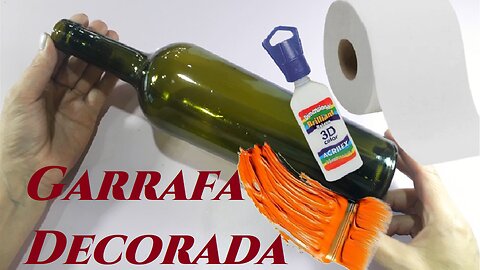 DIY - GARRAFA DECORADA COM TINTA 3D - RECICLANCO GARRAFAS DE VIDRO @lucibuzo