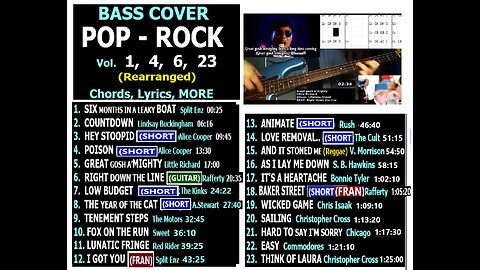 Bass cover POP ROCK 1-4-6-23 (Rearranged) __ Chords, Lyrics, MORE