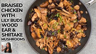 🐓 Chinese Braised Chicken w/ Lily Buds, Wood Ear & Mushrooms Recipe (金針雲耳雞) ASMR | RackofLam