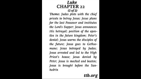 Luke Chapter 22 (Bible Study) (2 of 2)