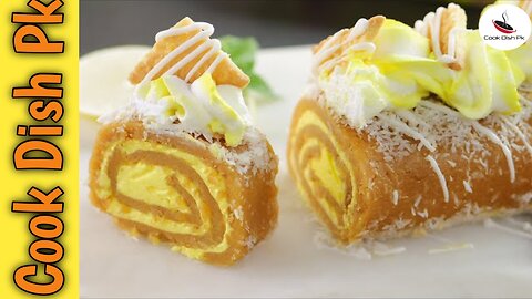 No Bake Lemon Swiss Roll Recipe by Cook Dish Pk | Ghar Me Recipe Banaye