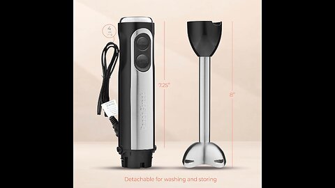 Powerful Immersion Blender, Electric Hand Blender 500 Watt with Turbo Mode,