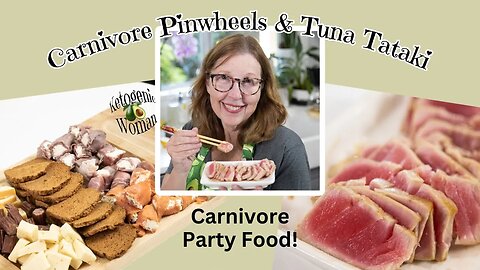 Carnivore Party Tray with Pinwheels and Tuna Tataki | Carnivore Charcuterie Board