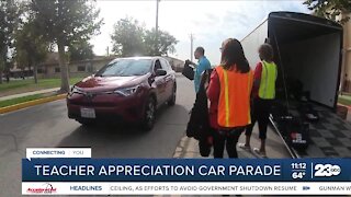 Teacher appreciation car parade in Bakersfield