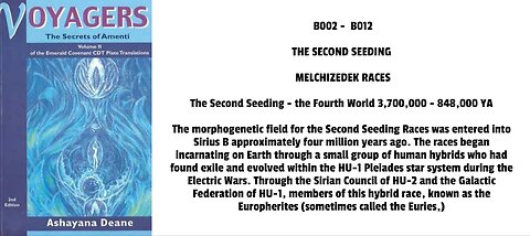 THE SECOND SEEDING MELCHIZEDEK RACES The Second Seeding - the Fourth World 3,700,000 - 848,000 YA