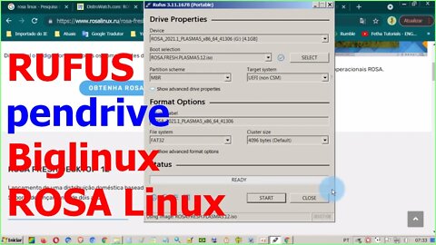 Como criar pendrive de boot com Rufus. Baixando Biglinux e Rosa Linux
