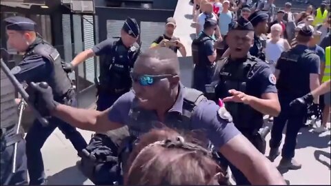 Coward French Cops Abuse Citizen Protesters