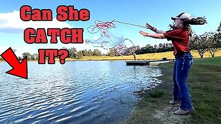 Mississippi Pond MONSTERS.. Her First Time Throwing A Cast Net.