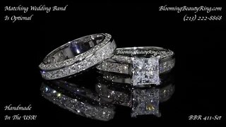 BBR 411-Set Princess Cut Diamonds Handmade In The USA Engagement Ring With Matching Wedding Band