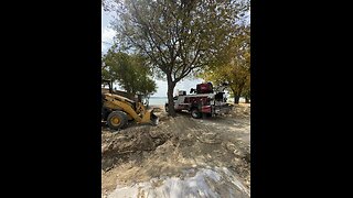 Backhoe on Lake Bridgeport