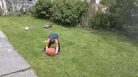 Blue Collar Training - 5 Year Old 12 lb Medicine Ball Over The Shoulder.