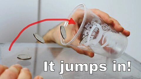 Mysterious Coin Jumps Into Cup On Its Own