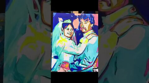Timelapse Pop Art Painting of Wedding Day. Acrylic Painting. Anniversary gift