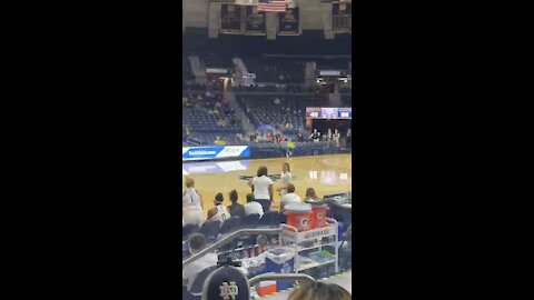 Trinity checking into her first college game at Notre Dame