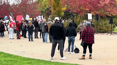 Nanaimo Mafeo Sutton Park March for children with protestors - passionate, heavily involved lady