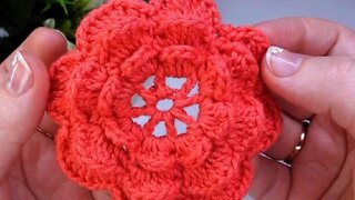 How to crochet 3D flower rose motif