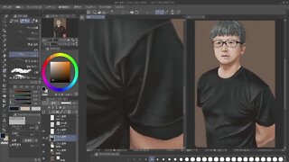 [test 14] Digital Painting Live Stream - Man in Black T-shirt