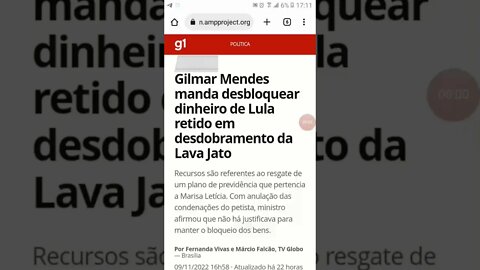 Gilmar Mendes manda devolver o dinheiro de Lula apreendido na Operação Lava Jato! #shorts