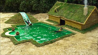 10Days Building Water Slide To Swimming Pool and Decoration Underground Room