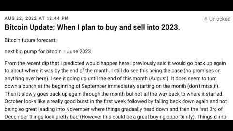 Bitcoin Psychic Predicted June Pump Last Year! (Prediction from: AUG 22 2022 Happening Now!)