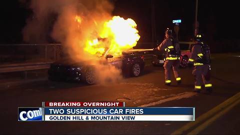 Suspicious vehicle fires erupt miles and minutes apart