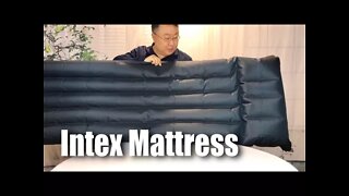 Intex Inflatable Fabric Camping Air Mattress with Built-In Pillow, 72.5" x 26.5" x 6.75" review