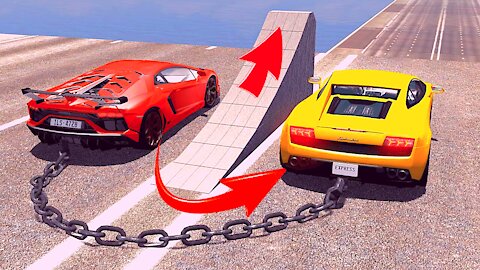 Chained Cars vs Ramp - BeamNG.Drive