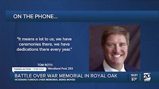 Royal Oak veterans upset with city's decision to move war memorial