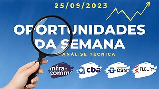 GRANDES OPORTUNIDADES ESSA SEMANA !! FICA DE OLHO !!! ANÁLISE TÉCNICA. IFCM3 FLRY3 CSNA3 CBAV3