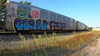 Norfolk Southern Auto Rack Speeding By Fostoria Ohio Train Horn #train #railfan #trainhorn #asmr