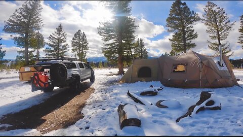 Winter Wood Stove Tent Camping w/ My Dog in the Rocky Mountains of Colorado