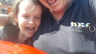 6 year old first ride on a rollercoaster!