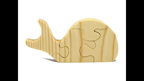 Handmade Wood Whale Puzzle Whale Simple Four Piece Wooden Animal Toy Ocean Animals