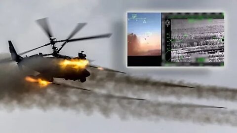 Ukraine The Russian Defense publishes footage of helicopter gunships targeting the fortified positi