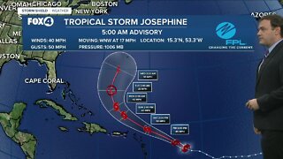 Tropical storm Josephine weakens