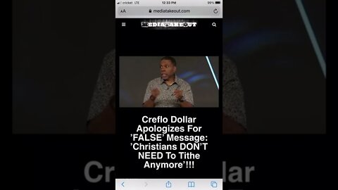 Creflo Dollar admits tithing is not Biblical or Scriptual, apologizes. Return the money you Fraud 🤥