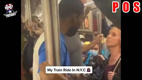 Creep Clocks Woman On NYC Subway While Pussies Just Watch